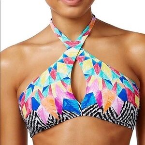 Bar III High-Neck Halter Bikini Top